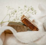 baby s breath flowers on brown bar soaps